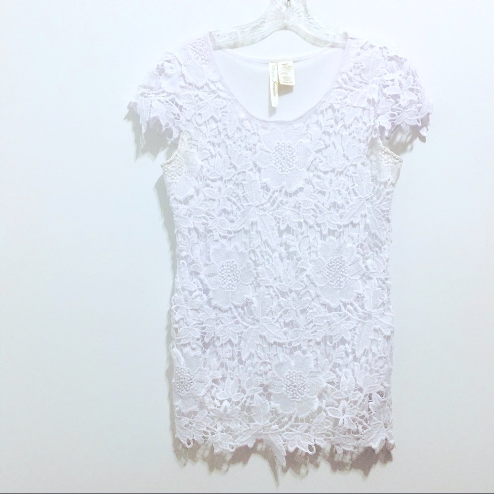 Simply Irresistible Women’s Lace Crochet White Floral Top
